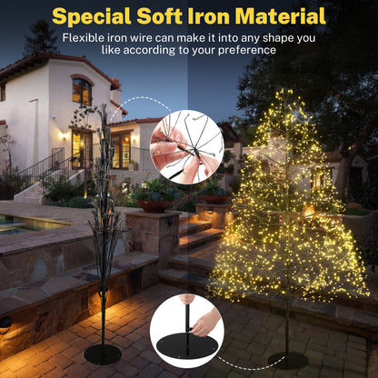 Segmart Lighted Alpine Christmas Trees Set of 3, 4FT/5FT/6FT Metal Artificial Tree with 4560 Warm White LED Lighted, Artificial Trees Decorations for Christmas, Metal Frame & Base, Timer, Black
