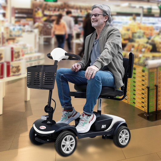 Mobility Scooters for Senior, Compact Travel Scooter with 4 Wheel Chair, Outdoor Adults Mobility Scooters with Control Panel, Heavy Duty Travel Electric Mobility Scooters for Adult, 300lbs, SS144