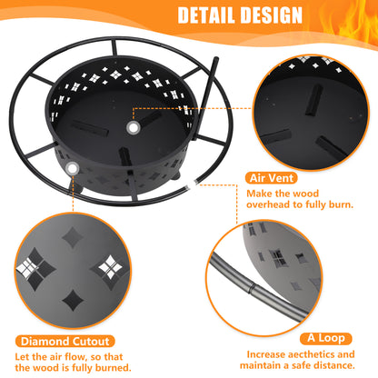 SEGMART 2-in-1 Fire Pit, 31'' Outdoor Fireplace, Round Metal Fire Pit Stove with 17.7 Inch Adjustable Height Cooking Grill Grate & Poker for Backyard Garden Camping Picnic Bonfire