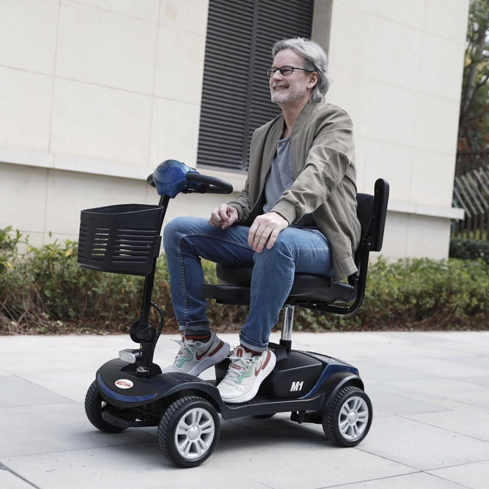 Outdoor Motorized Electric Carts for Senior, Heavy Duty Electric Scooters with 4 Wheel, Sliding Swivel Seat with Flip-Up Armrests for Adults, Easy Assembly, 300lbs, Red, S8682