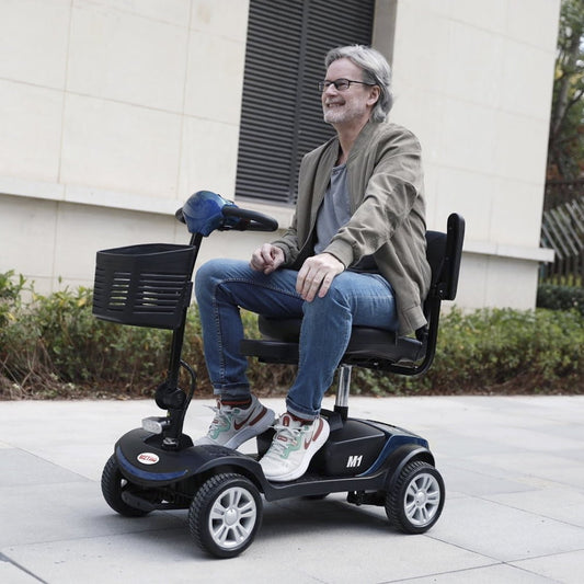 Outdoor Motorized Electric Carts for Senior, Heavy Duty Electric Scooters with 4 Wheel, Sliding Swivel Seat with Flip-Up Armrests for Adults, Easy Assembly, 300lbs, Red, S8682