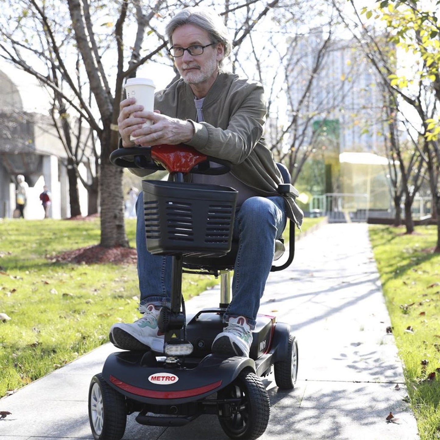 Outdoor Seniors Mobility Scooters for Adults, 4 Wheel Electrical Scooter with Detachable Basket, Motorized Electric Carts for Seniors, Adults, Max Speed 4.97mph, 300lbs, SS116