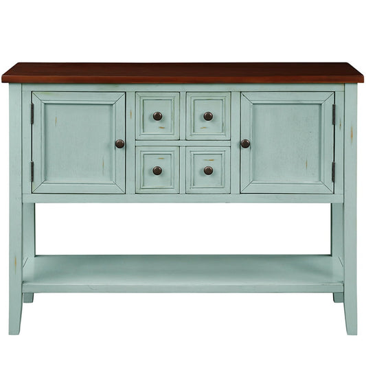 White Console Table with 2 Cabinets and Bottom Shelf, SEGMART 46''x15''x34'' Entryway Table with 4 Storage Drawers, Accent Buffet Sideboard Desk Table w/ Solid Wood Frame for Kitchen, 99lbs, SS1557