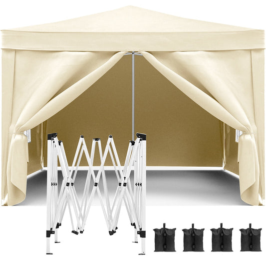 10'x10' Pop Up Canopy Tent with 4 Removable Sidewalls & Weight Bags, UPF 50+ Waterproof Instant Outdoor Shelter Gazebo for Party, Beach, Camping, Wedding, Portable Carry Bag