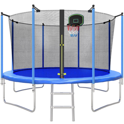 Segmart 10FT Kids Trampoline with Safety Enclosure Net, Ladder & Basketball Hoop