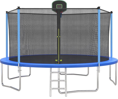 Segmart 10FT Kids Trampoline with Safety Enclosure Net, Ladder & Basketball Hoop