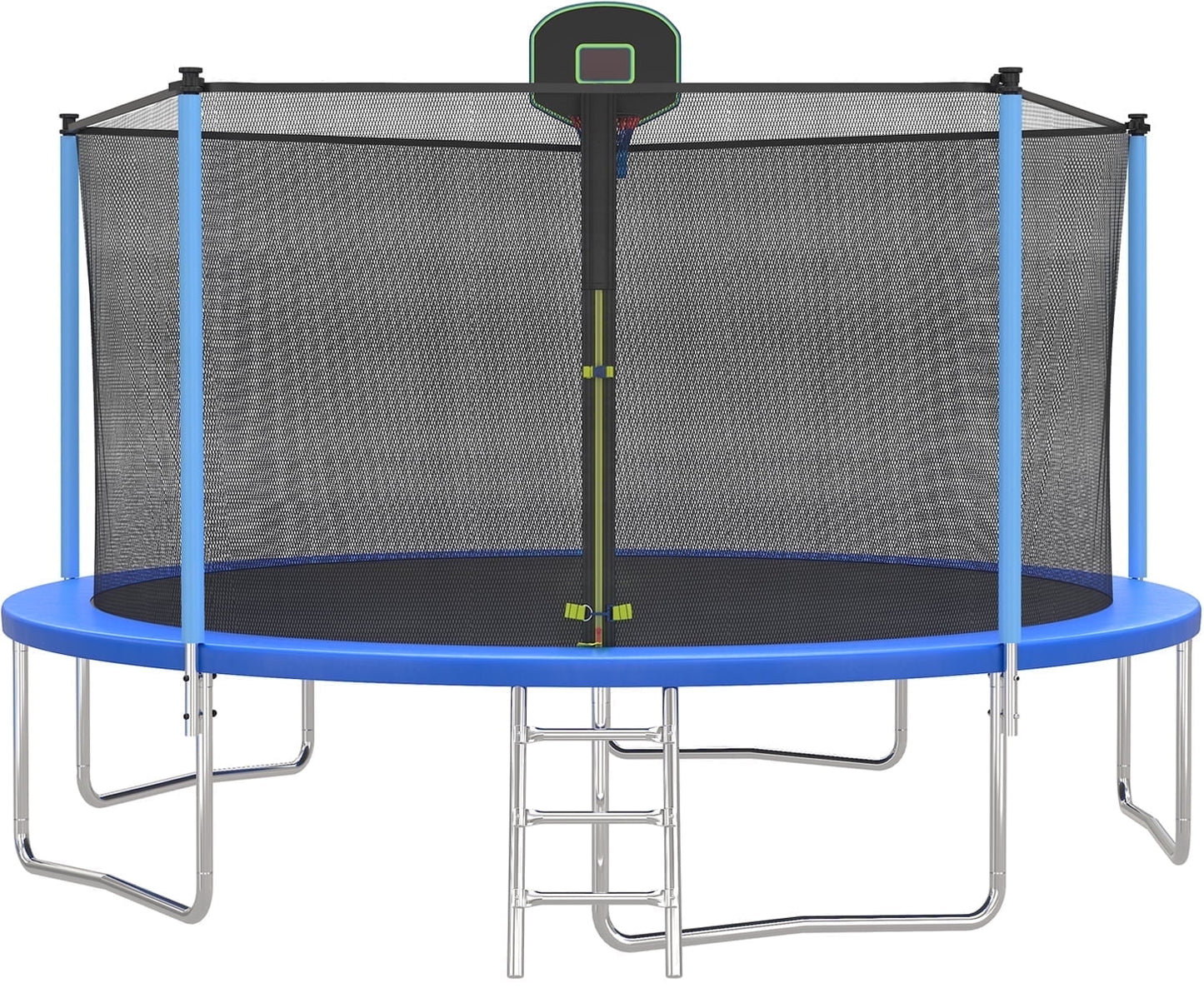 SEGMART 14FT Blue Trampoline for Kids with Basketball Hoop and Enclosure Net/Ladder, Blue