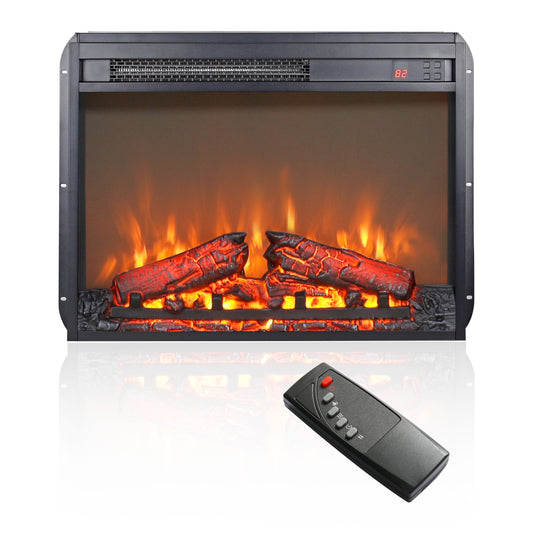 SEGMART 23 Inch Electric Fireplace, Replaceable Fireplace Insert Heater, Freestanding, Remote Control, Timer, Realistic Log and Flame Effect with Remote Control for Living Room, Bedroom, Black