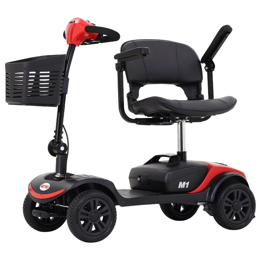 SEGMART 4 Wheel Mobility Scooter, Outdoor Mobility Scooters for Adults, Compact Motorized Scooter with Detachable Basket, Heavy Duty Power Scooter with 4 Wheel for Senior, 265lbs, Red, SS585