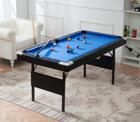 SEGMART 5.5 Ft Folding Pool Table for adults, Tennis Multigame Table, Multifunctional Billiard Table, Dining Table, Indoor Game Table, All Accessories Included, Black with Blue Felt