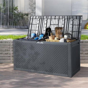 SEGMART Outdoor Deck Box Lockable,90 Gallon Outdoor Storage Box Waterproof,Patio Deck Storage for Toy,Furniture Cushions,Garden Tools and Combinable Garage