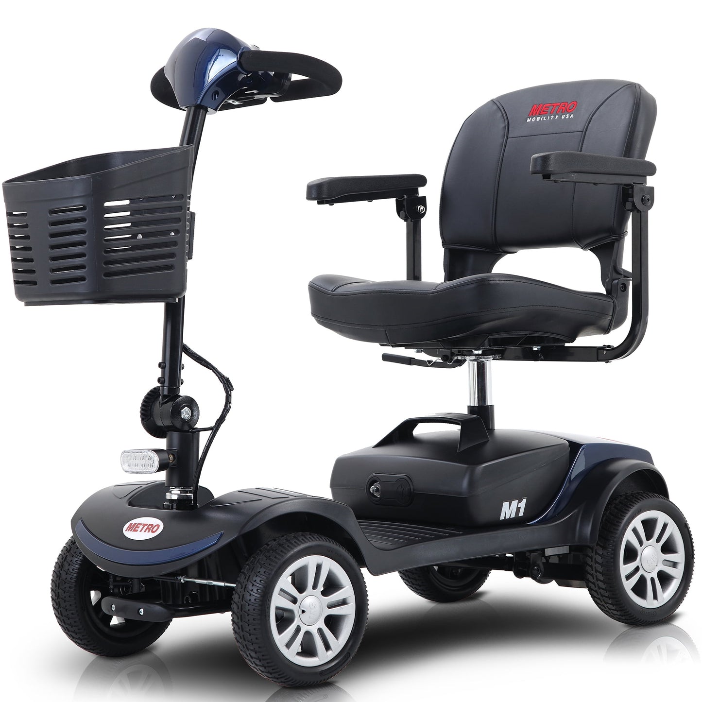 SEGMART Outdoor Mobility Scooters for Adults, Compact Motorized Scooter with Detachable Basket, Heavy Duty Mobility Scooter with 4 Wheel for Senior, 300lbs, Blue, S8665