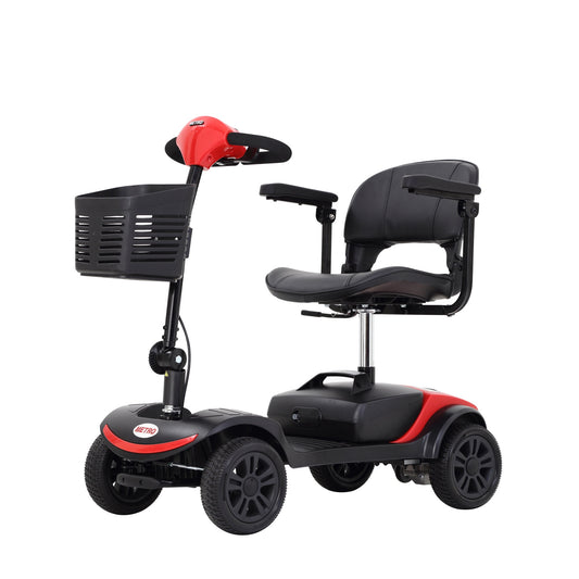 SEGMART Outdoor Mobility Scooters for Senior, Four wheels Mobility Scooter with 4 Flat Free Tires, Motorized Electric Carts for Adults, 10 Miles, 265lbs, Red, SS586