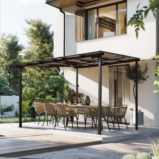 Segmart 10' x 10' Outdoor Pergola Gazebo, Wall-Mounted Lean to Metal Awning Gazebo with Roof, Large Heavy Duty for Patio,Decks, Backyard