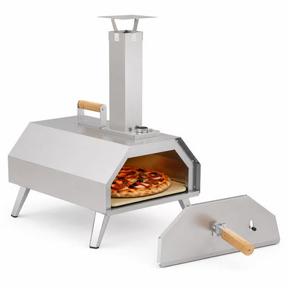 Segmart 12" Wood Pellet Outdoor Pizza Oven with Built-in Thermometer, Rotating Stone, Insulated Stainless Steel