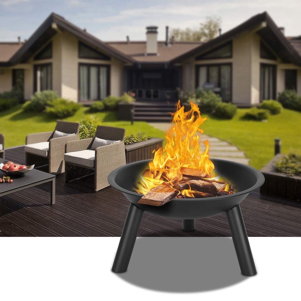 22" Graden Fire Pit for Patio, HexShaped Steel Fire Pit with Flame-Retardant Lid, Outdoor Metal Fire Pit with Poker, Multifunctional Heater/Grill/Ice Pit for Backyard Patio Garden BBQ Grill, S8015