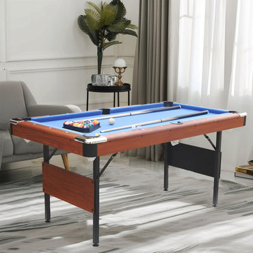 Segmart 6ft Pool Table for Home, Portable Outdoor Billiards Table with Automatic Ball Return System, Full Set of Balls, 2 Cue Sticks, Chalk and Felt Brush; Easy Folding for Storage, Blue Nylon Cloth