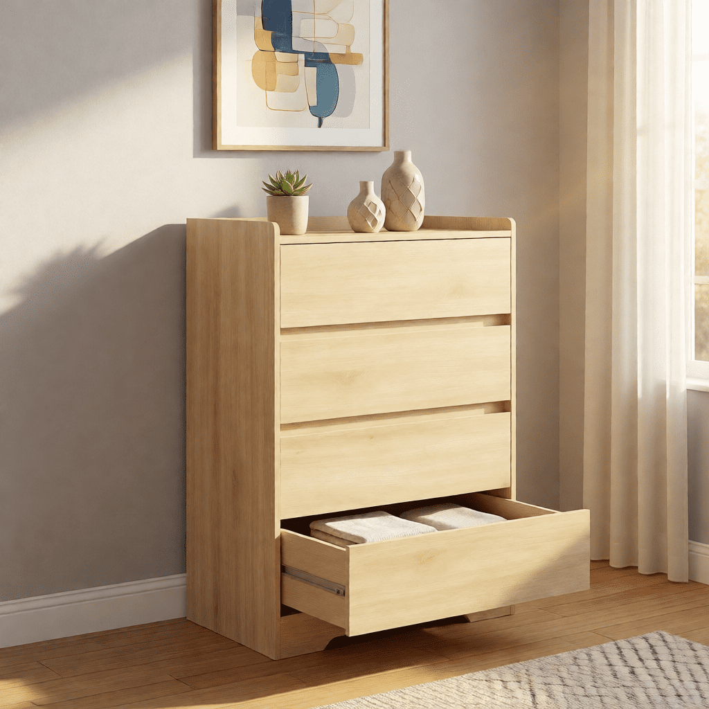 Segmart White 4 Drawer Dresser for Small Space, Wood Storage Cabinet for Living Room, Chest of Drawers for Bedroom