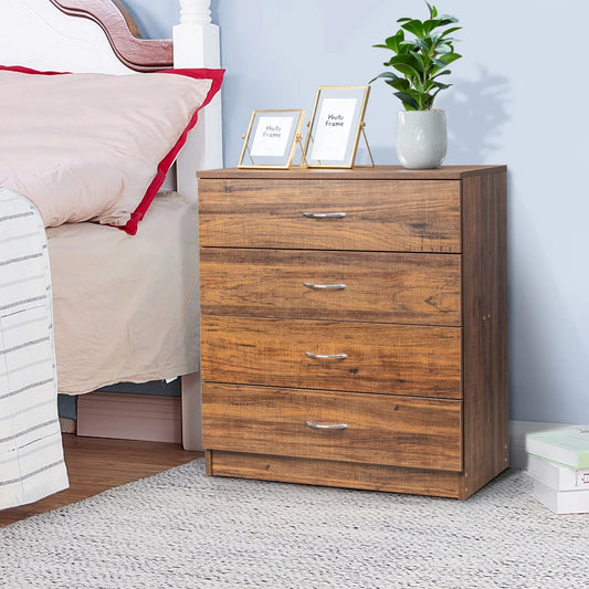Segmart Brown 4 Drawer Dresser for Small Space, Wood Storage Cabinet for Living Room, Chest of Drawers with Metal Handle for Bedroom