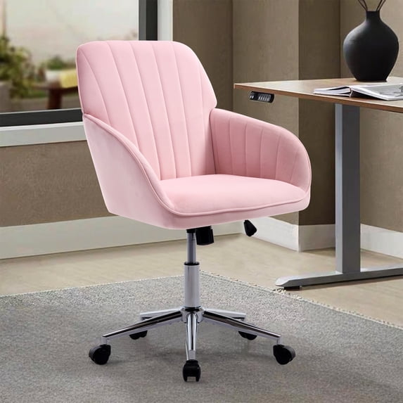 Office Chair with Memory Foam,Adjustable Swivel Desk Chair, Velvet Upholstered, Supportive Backrest for Home Office & Bedroom