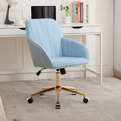 Office Chair with Memory Foam,Adjustable Swivel Desk Chair, Velvet Upholstered, Supportive Backrest for Home Office & Bedroom