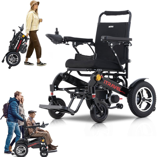 Lightweight Electric Wheelchair for Adults, Portable Folding Carry Wheelchair with Memory Gel Seat Cushion, Durable Motorized Wheelchair for Senior, Silver