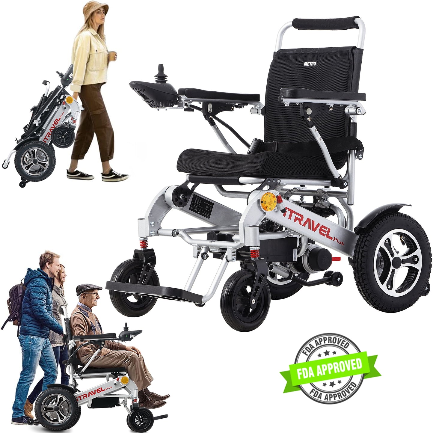 Segmart Folding Electric Wheelchair for Adults, Portable Intelligent Power Wheelchair with Memory Gel Seat Cushion, 20AH Battery Enjoy up to 15 Miles, Silver