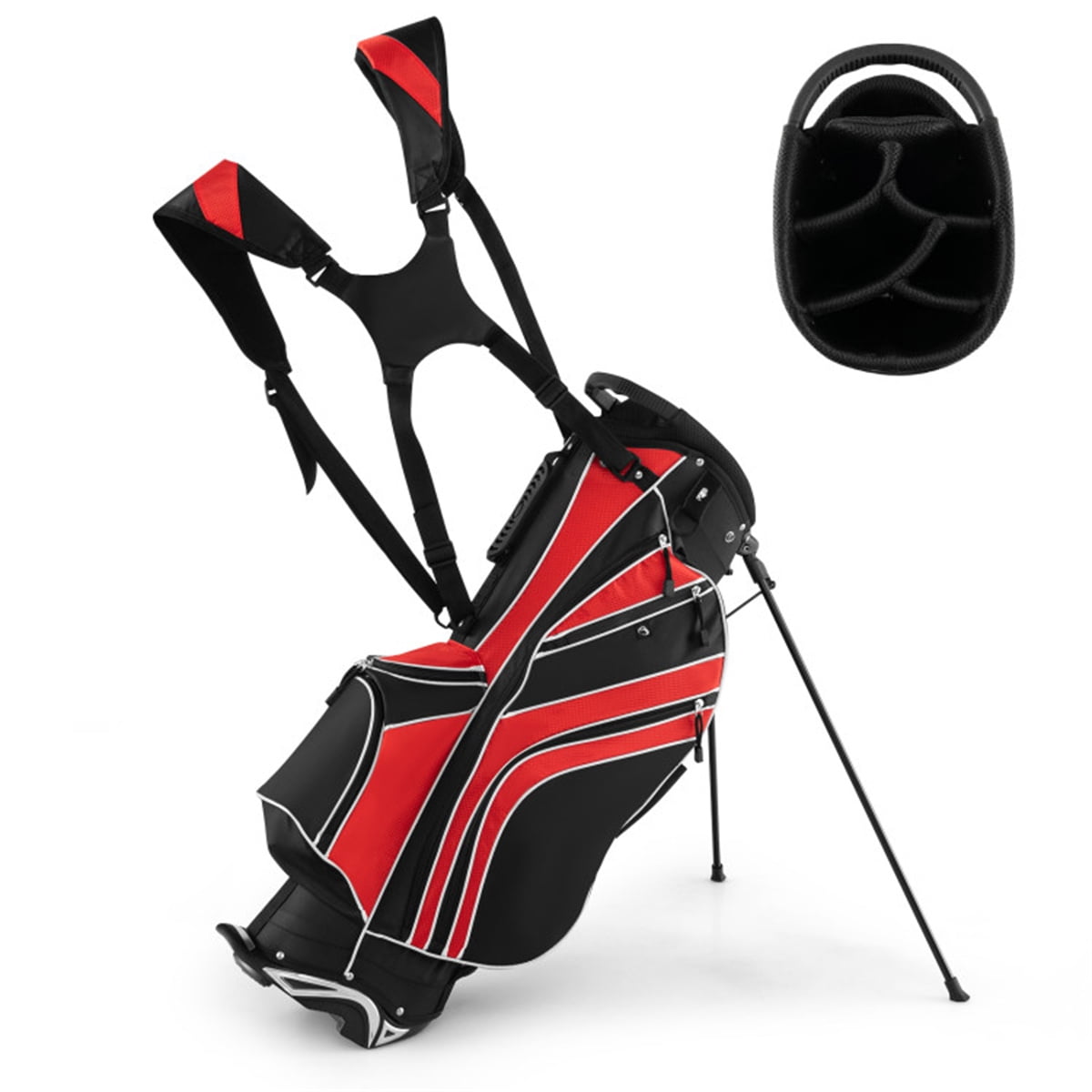 Segmart Lightweight Golf Stand Bag with 6-Way Divider, 8 Pockets & Auto Stand - Water-Resistant Portable Carry Bag for Travel, 6lbs, Red