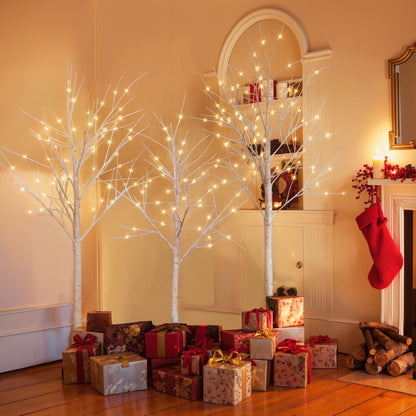 Segmart 3 Packs Lighted Birch Trees for Easter Decor, 4FT+5FT+6FT Prelit Artificial Tree with Warm LED Lighted, Indoor and Outdoor Light Up Home Easter Decorations with Timer