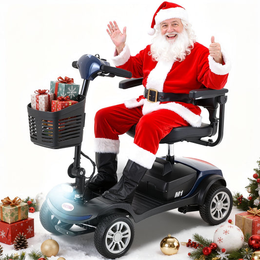 Segmart Mobility Scooter for Seniors Best Gift, 4 Wheel Electric Powered Wheelchair Device with Lights, Compact Heavy Duty Mobile for Outdoor Travel, Adults, Elderly,300lbs, Blue