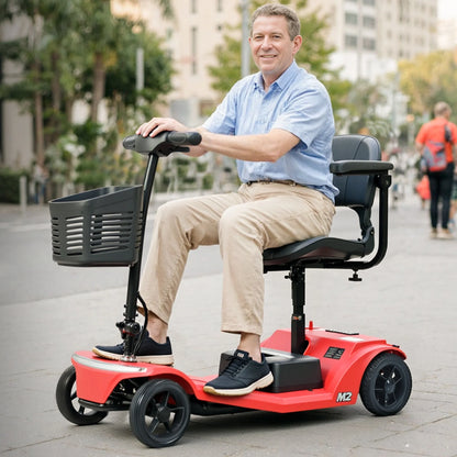 Segmart 4-Wheel Mobility Scooter for Seniors, Foldable Electric Scooter with 12-Mile Range & 330 lb Capacity, Red