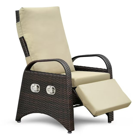 Segmart Outdoor Recliner Chair,Separate Adjustment Mechanism PE Wicker Adjustable Reclining Lounge Chair and Removable Soft Cushion,Modern Armchair and Ergonomic for Home, Sunbathing or Relaxation