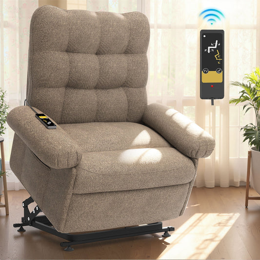 Segmart Power Lift Recliner Chair for Elderly, Heavy Duty 330lbs Antiskid Classic Fabric Linen Sofa Chair, 3 Motors Ergonomic Lounge Single Sofa with Overstuffed Arms and Remote Control