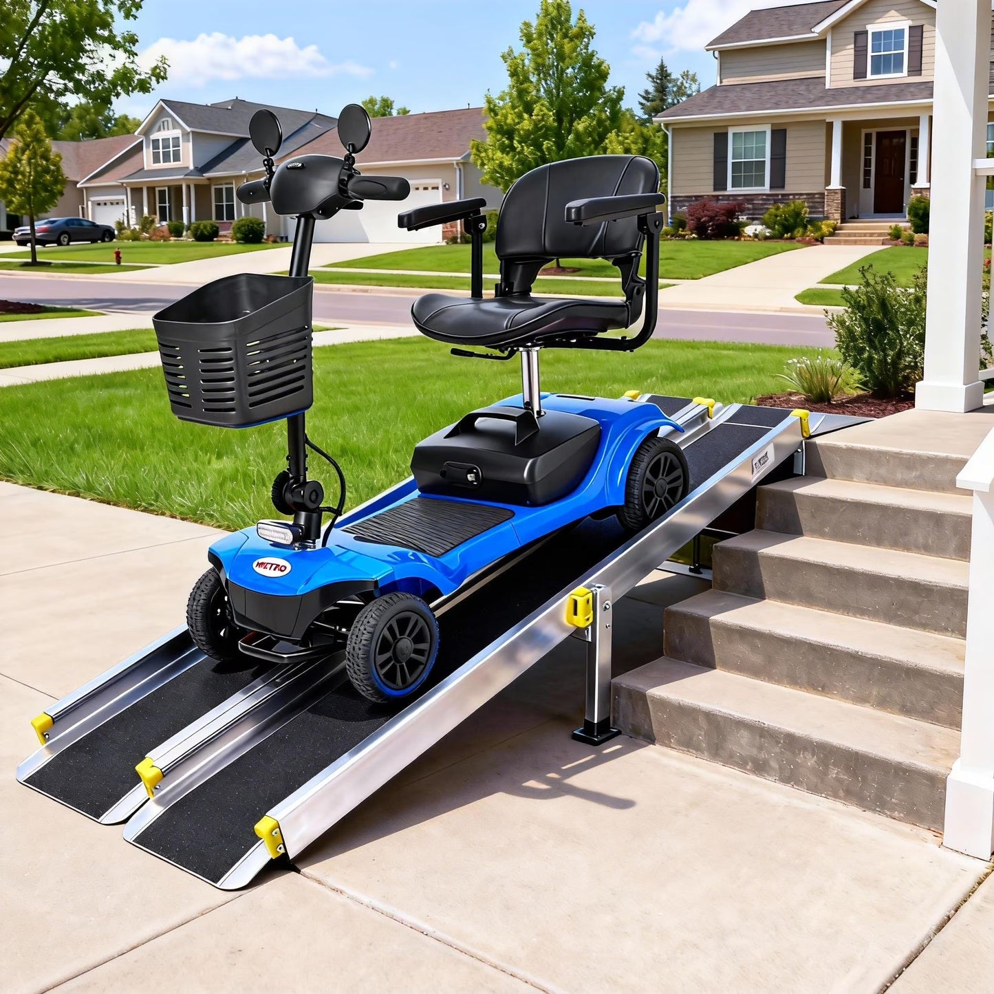 SEGMART 4 Wheels Mobility Scooters for Seniors, with Adjustable Wheelchair RampElectric, with Features a Powerful 300W Motor, 300LBS, Making it Suitable for Adults and Seniors,Blue