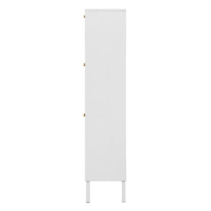 Segmart Shoe Cabinet with 3 Flip Drawers, Freestanding Narrow Shoe Rack with Woven Rattan Doors, Wood Natural Semi Circle Rattan Shoe Storage for Entryway, White