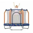 55" Trampoline with Enclosure for Kids, SEGMART Indoor Outdoor Toddler Trampoline with Basketball, Indoor Outdoor Kids Trampoline with Basketball Hoop, Small Round Trampoline for Boys Girls