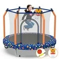 Trampoline with Basketball Hoop for Kids, SEGMART 55" Indoor Outdoor Toddler Trampoline with Enclosure, Indoor Outdoor Kids Trampoline with Basketball , Small Round Trampoline for Boys Girls