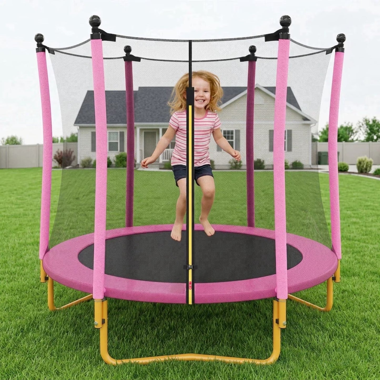 Trampoline with Safety Enclosure Net for Kids, SEGMART 65" Indoor Outdoor Toddler Trampoline with Spring Pading, Indoor Outdoor Kids Trampoline with Jumping Mat, Small Round Trampoline for Boys Girls