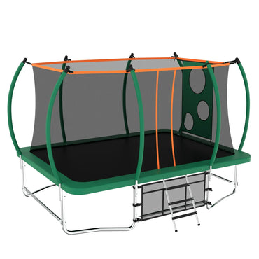 Trampoline 8 x 14FT for Kids/Adults, Rectangular Trampoline with Enclosure, Safety Net, Storage Bag and Football Target Cloth, SEGMART Heavy-Duty Outdoor Rectangular Trampoline for Boys Girls, Blue