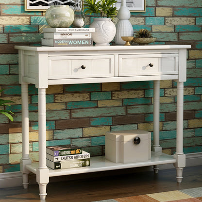 Entryway Table with Drawers, SEGMART Console Table with Storage, Solid Wood Vintage Sofa Table with Bottom Shelf, Modern Entry Table Hallway Table for Living Room Entryway Hallway Foyer, Navy