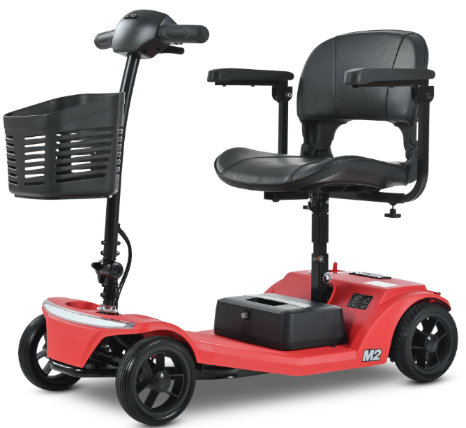SEGMART 4 Wheel Mobility Scooter for seniors, Heavy Foldable Mobility Scooter with Front and Rear Lights and Basket, Suitable for seniors and adults,24V x 250W Motor, 330 lbs,Red