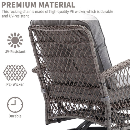 Segmart 3 Pieces Outdoor Patio Conversation Chairs FurnitureSet, PE Wicker Rattan Front Porch Bistro Conversation Furniture Set with Cushions Outside & Coffee Table, 275 LBS, Grey