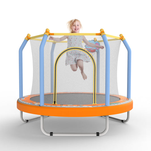 Mini Trampoline for Kids with Safety Enclosure Net, 55" Toddler Trampoline with No-Gap Safe Design, Segmart Recreational Trampolines for Birthday Gifts, Rebounder Trampoline with Ocean Balls