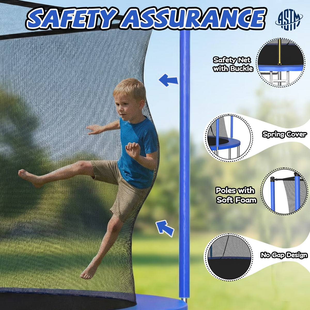 14FT Trampoline with Enclosure for Kids and Adults, SEGMART Upgraded Kids Recreational Outdoor Trampoline with Basketball Hoop, Ladder, Heavy Duty Round Backyard Trampoline for Indoor Outdoor