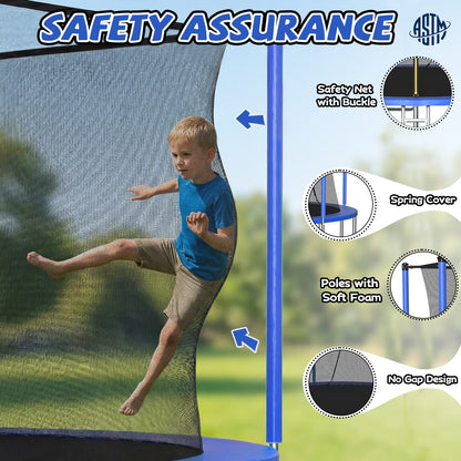 14FT Trampoline with Enclosure for Kids and Adults, SEGMART Upgraded Kids Recreational Outdoor Trampoline with Basketball Hoop, Ladder, Heavy Duty Round Backyard Trampoline for Indoor Outdoor