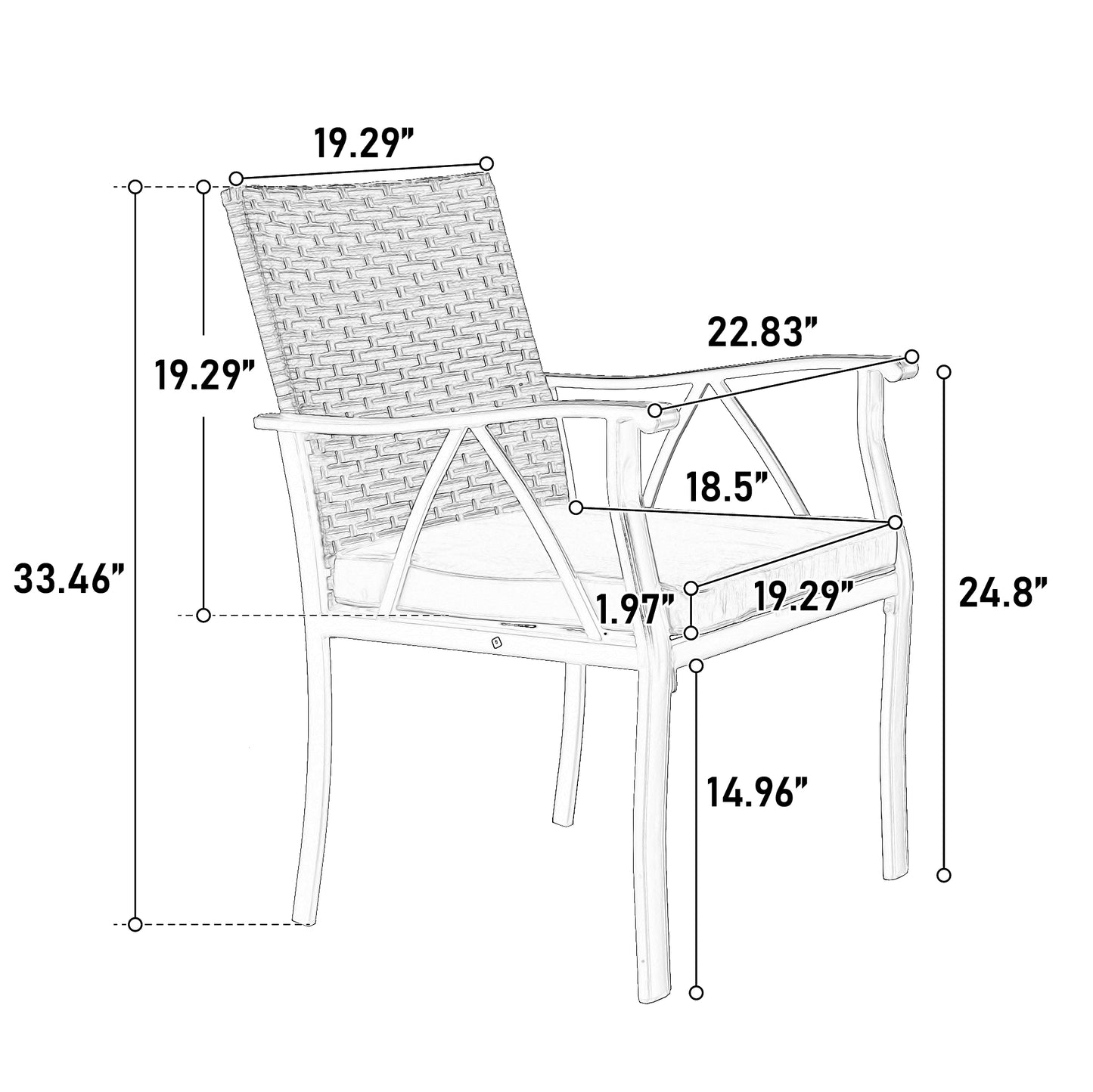 Segmart 5-Piece Patio Dining Set for 4, Outdoor Wicker Table and Chairs Set with Cushions, 35.43" Square Steel Table with Umbrella Hole, Brown/Grey
