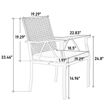 Segmart 5-Piece Patio Dining Set for 4, Outdoor Wicker Table and Chairs Set with Cushions, 35.43" Square Steel Table with Umbrella Hole, Brown/Grey