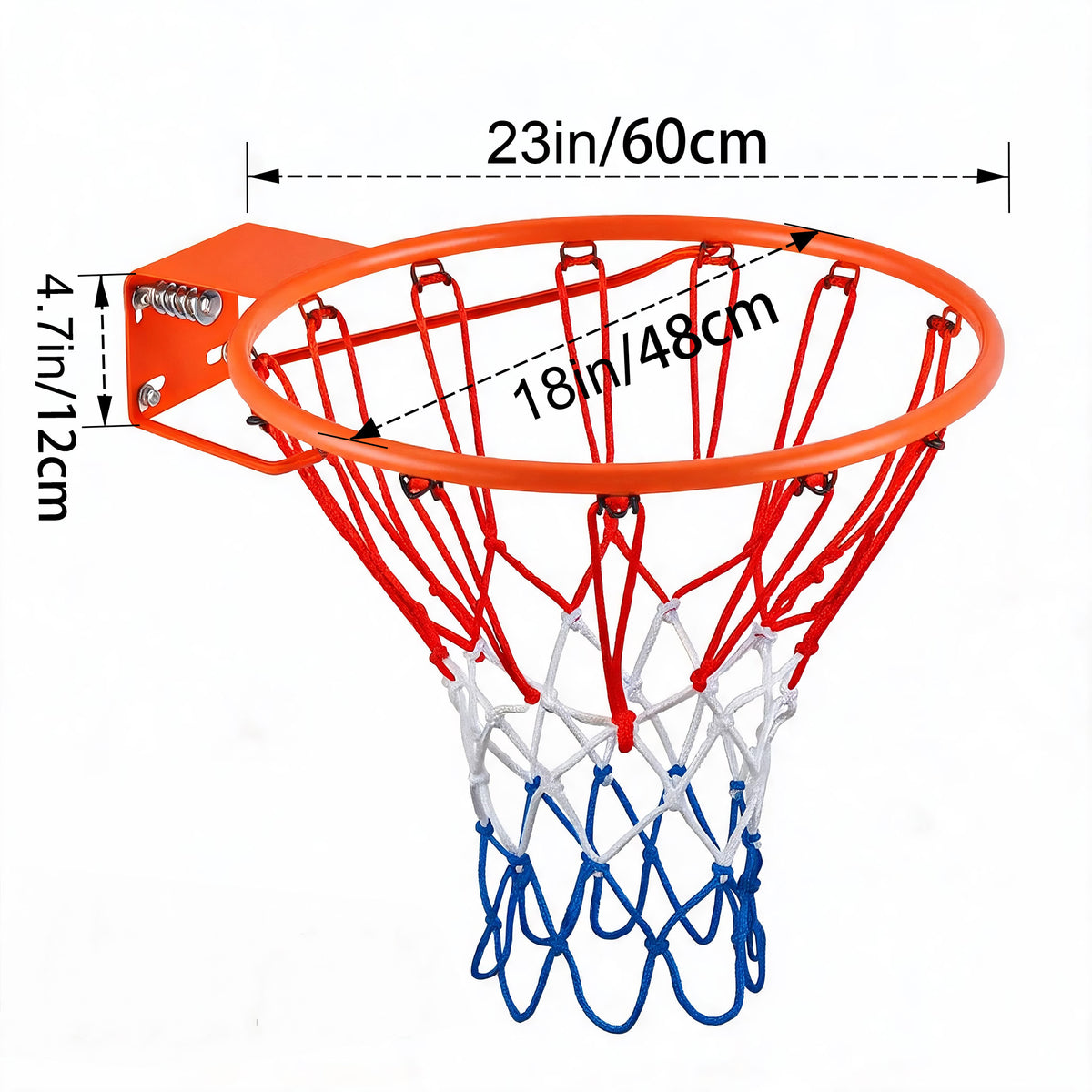 Regulation 18" Steel Basketball Rim, SEGMART Dual Spring Basketball Rim with All Weather Net, Replacement Rim for Indoor or Outdoor Hoop, Basketball Hoop Rim with Complete Installation Kit, Yellow