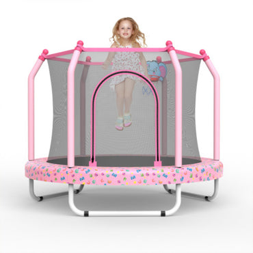 Mini Trampoline for Kids with Safety Enclosure Net, 55" Toddler Trampoline with No-Gap Safe Design, Segmart Recreational Trampolines for Birthday Gifts, Rebounder Trampoline with Ocean Balls