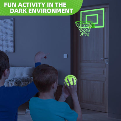 Mini Basketball Hoop with Luminous Basketball, SEGMART Glow in The Dark Wall Mounted Basketball Hoop with Backboard, Indoor Basketball Hoop for Room Wall, Gift for Boys Teens
